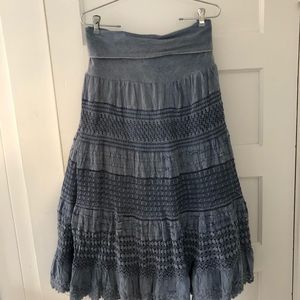 Skirt XL Tiered Boho Peek a boo Crochet lace